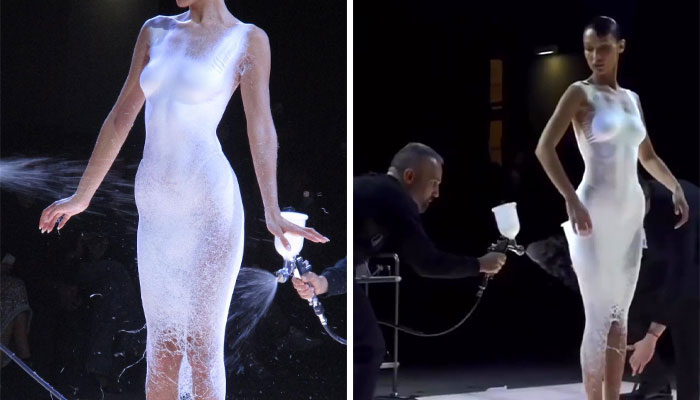 A Closer Look At Bella Hadid&rsquo;s Spray-Painted Coperni Dress Reveals The Science Behind It