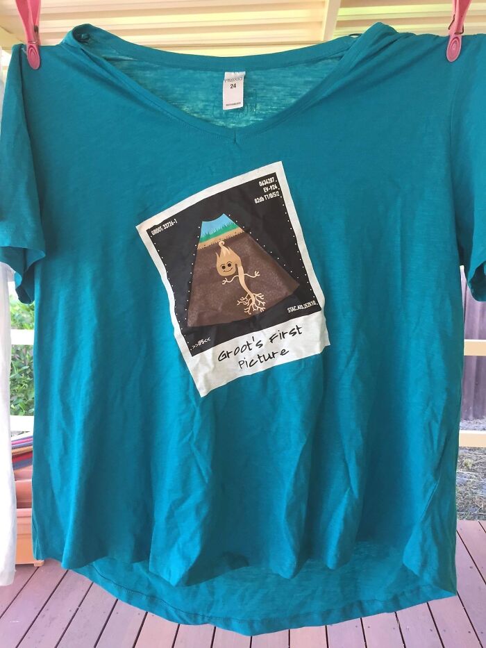 Groot’s First Picture. This Is A Multi-Layer Hand Printed T-Shirt I Designed As Part Of A University Assignment