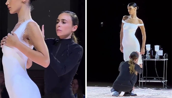 A Closer Look At Bella Hadid&rsquo;s Spray-Painted Coperni Dress Reveals The Science Behind It