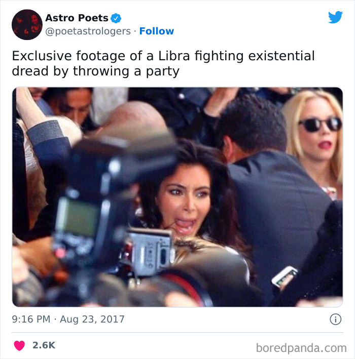 Libra fighting existential dread by throwing a party meme