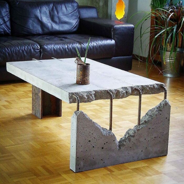 Concrete And Steel Coffee Table By Adortable