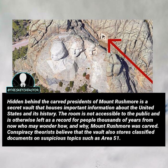 Secret vault behind Mount Rushmore holds classified and disturbing morbid facts about US history and conspiracy theories like Area 51.