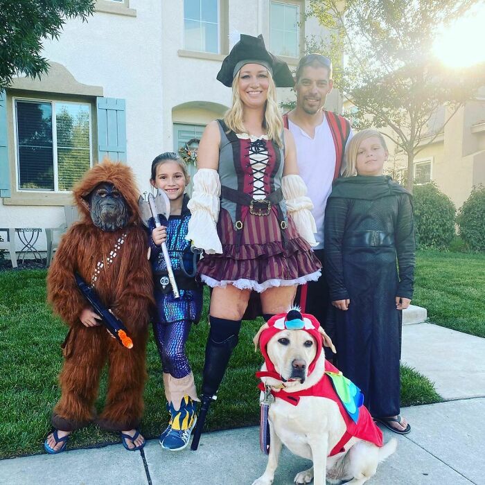 When You Have Prosthetics You Have To Take Advantage Of It. My Husband Helped Me Make A Peg Leg As Well As A Hook! And My Service Dog Wazowski Is My Parrot