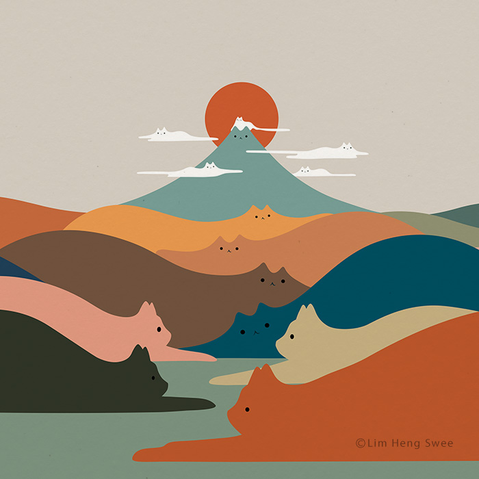 I Created These Illustrations Inspired By The Wisdom Of Cats Who Always Know Best On How And Where To Chill Out