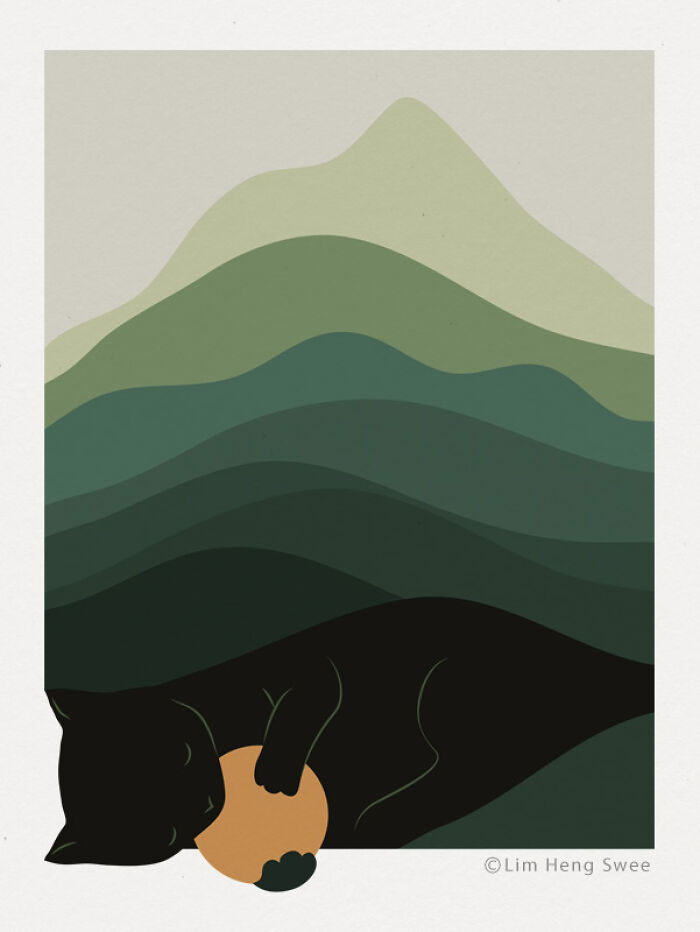 I Created These Illustrations Inspired By The Wisdom Of Cats Who Always Know Best On How And Where To Chill Out