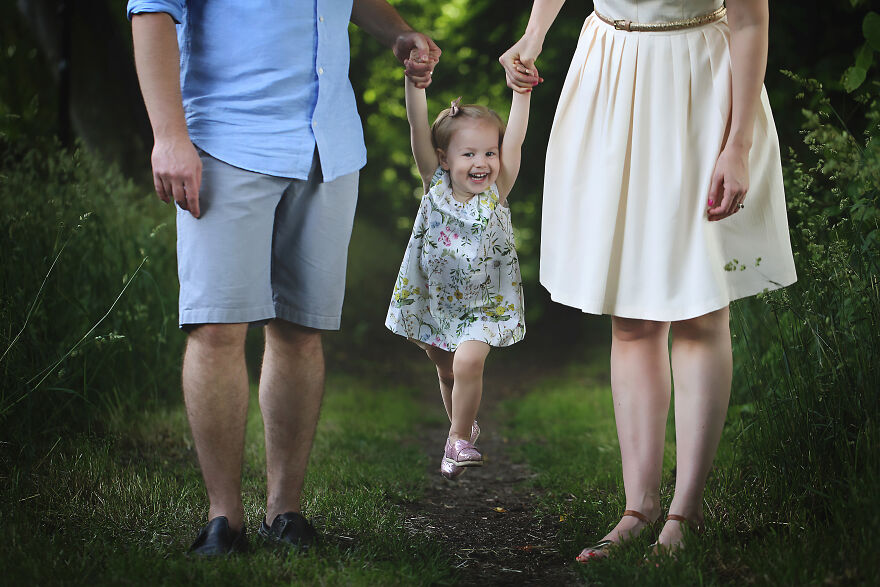 photograph of a family in a park