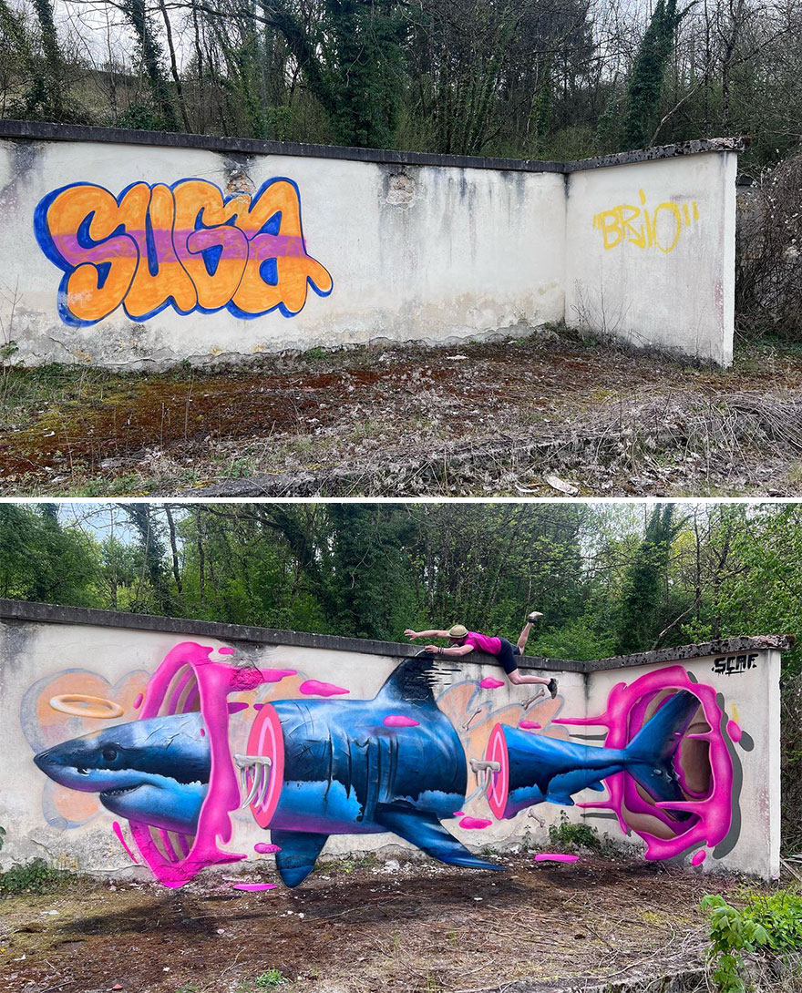 French Artist Continues To Showcase His Brilliant Talent In 3D Graffiti (New Pics)