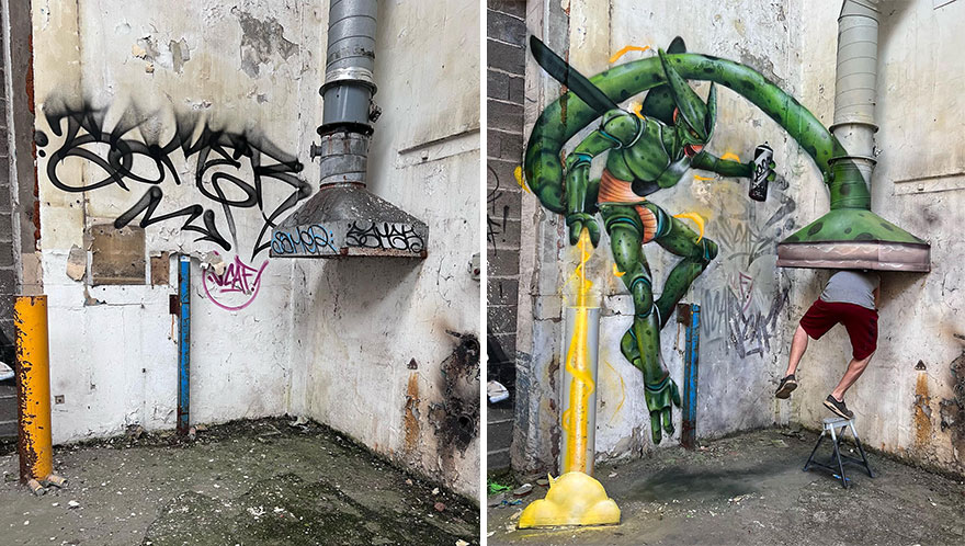 French Artist Continues To Showcase His Brilliant Talent In 3D Graffiti (New Pics)