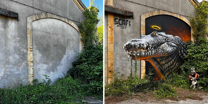 French Street Artist Paints 3D Graffiti And It’s Not For The Faint Of Heart (26 New Pics)