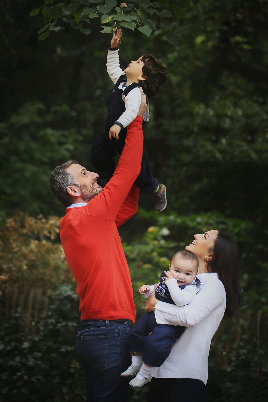 Photograph of a family in a park