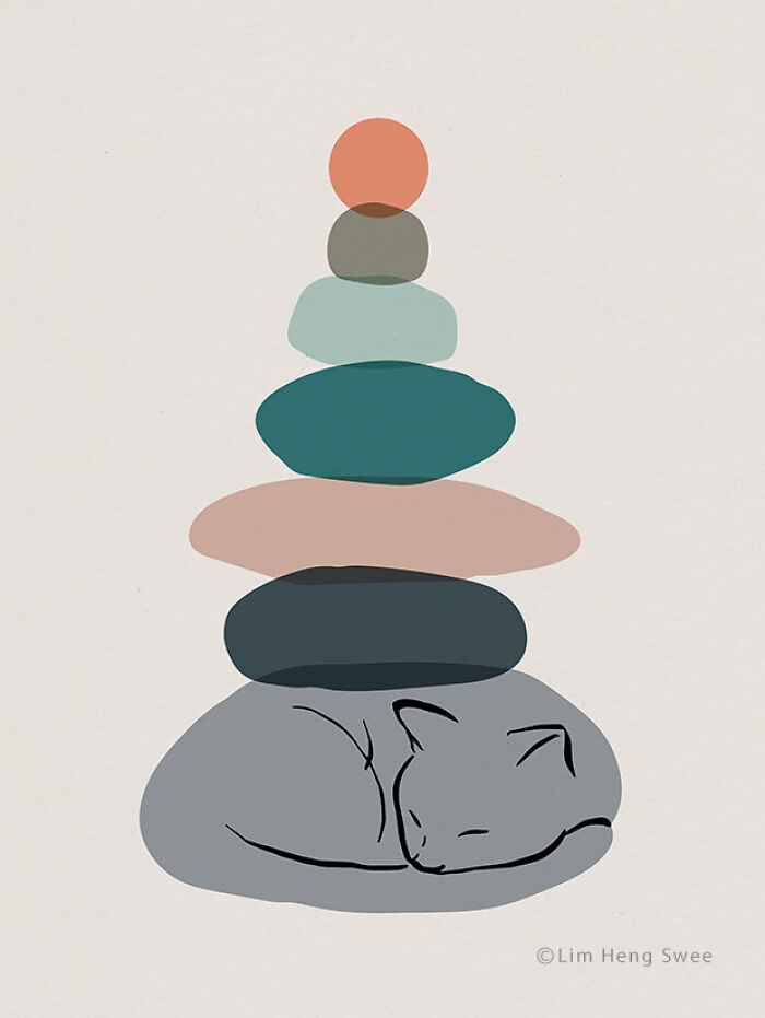 I Created These Illustrations Inspired By The Wisdom Of Cats Who Always Know Best On How And Where To Chill Out