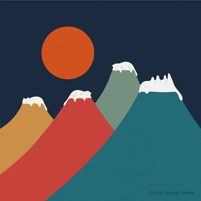 I Created These Illustrations Inspired By The Wisdom Of Cats Who Always Know Best On How And Where To Chill Out