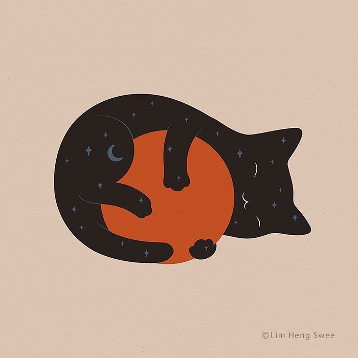 I Created These Illustrations Inspired By The Wisdom Of Cats Who Always Know Best On How And Where To Chill Out