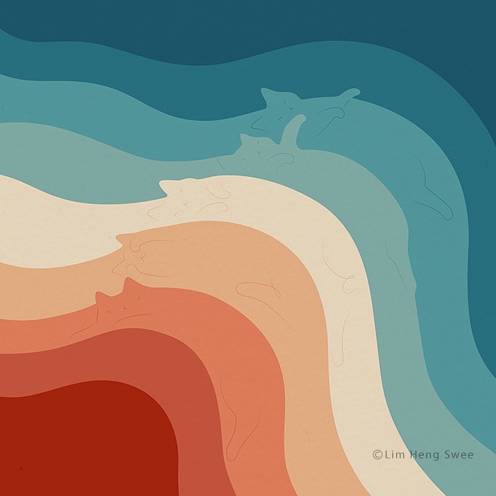I Created These Illustrations Inspired By The Wisdom Of Cats Who Always Know Best On How And Where To Chill Out