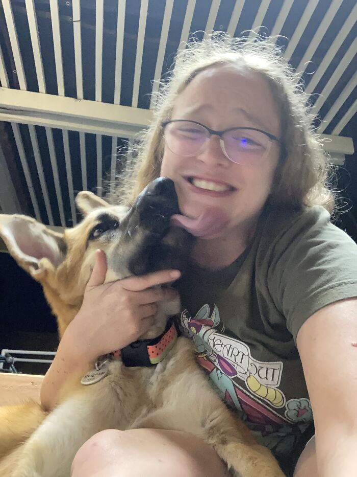 Tried To Get A Selfie With My Puppy. Oh Well, That's How I Smile All The Time Anyway!