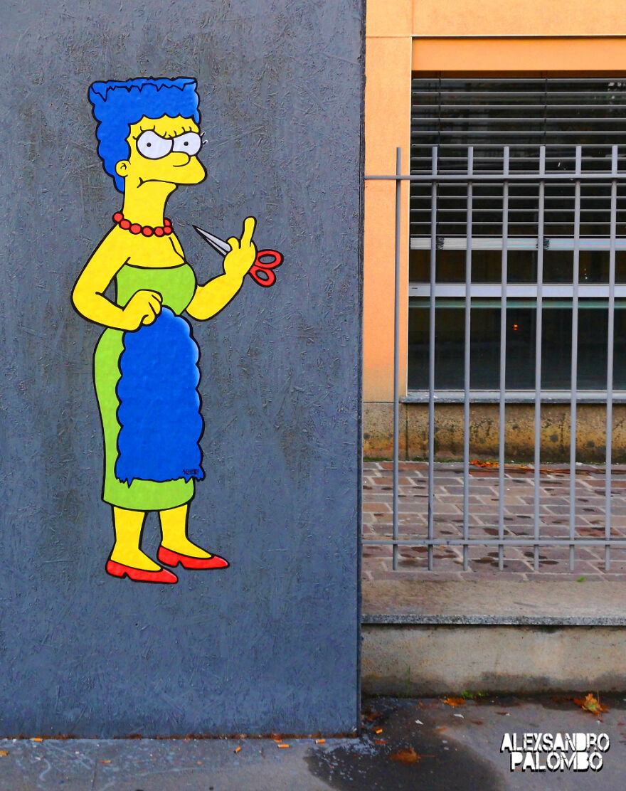 Street Art By Alexsandro Palombo &ldquo;The Cut 2&rdquo;
new Mural Of Marge Simpson In Solidarity With Mahsa Amini Appears In Front Milan's Consulate General Of The Islamic Republic Of Iran After Removal