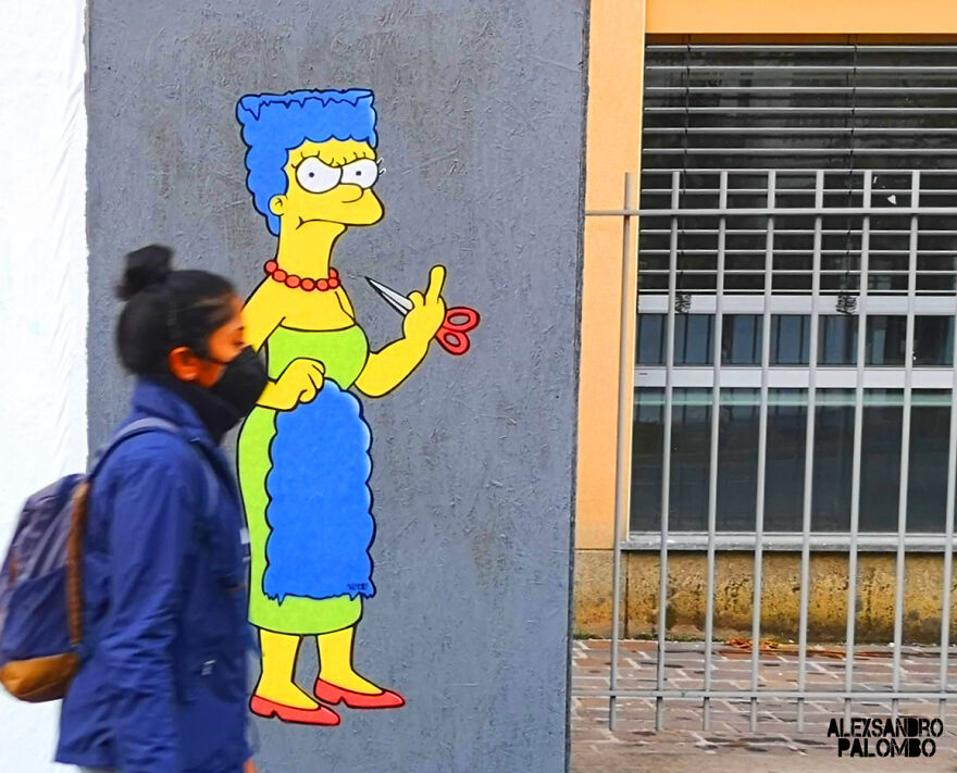 Street Art By Alexsandro Palombo &ldquo;The Cut 2&rdquo;
new Mural Of Marge Simpson In Solidarity With Mahsa Amini Appears In Front Milan's Consulate General Of The Islamic Republic Of Iran After Removal