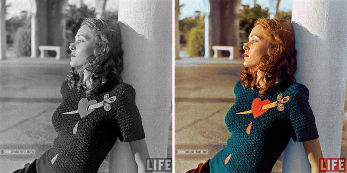 Modelo con jersey 'Jezebel' de Suse Dannenburg, fotografiada por Nina Leen para la revista Life, 1947