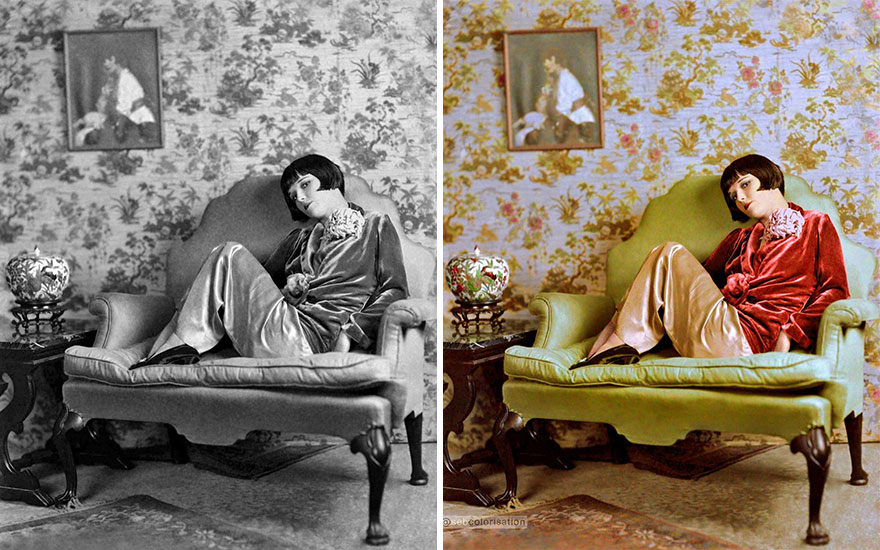 Actress Louise Brooks Lounging On A Large Armchair. Photographed By Eugene Robert Richee In 1928