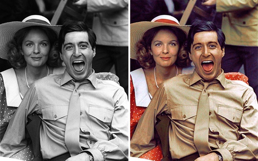 Diane Keaton And Al Pacino On The Set Of The Godfather By Francis Ford Coppola In 1972