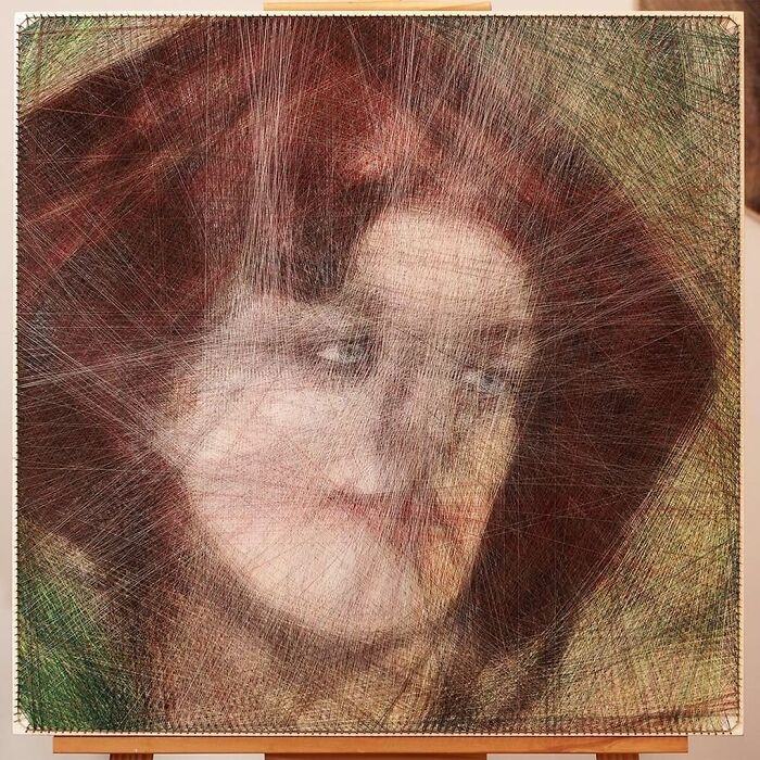 String Art Artwork Inspired By The Portrait Of Leontyna Gogulska By Jacek Malczewski
