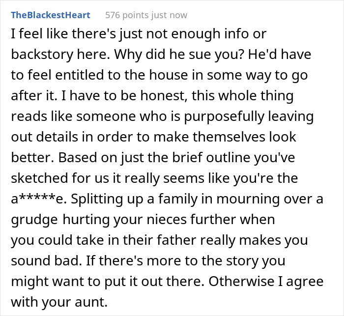 “AITA For Only Taking My Nieces In And Not Their Dad After My Sister Passed Away?” “AITA For Only Taking My Nieces In And Not Their Dad After My Sister Passed Away?”