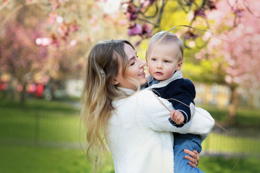 Photograph of a mom with her son in a park