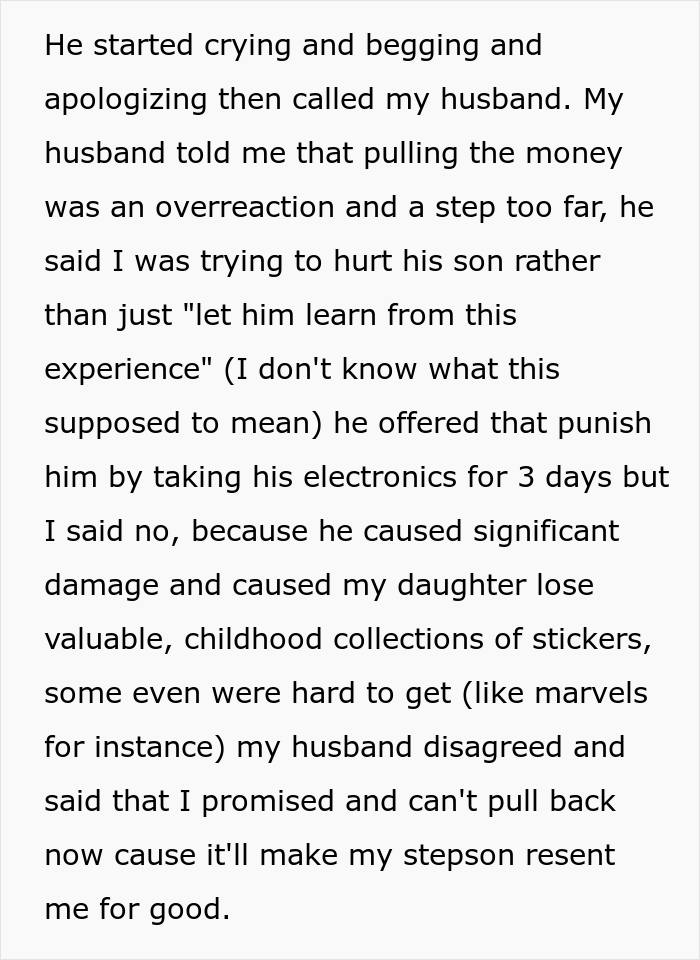 Mom Defends Her Daughter By Withdrawing Her Funds For Stepson&rsquo;s Camp After He Ruined Her Sticker Collection