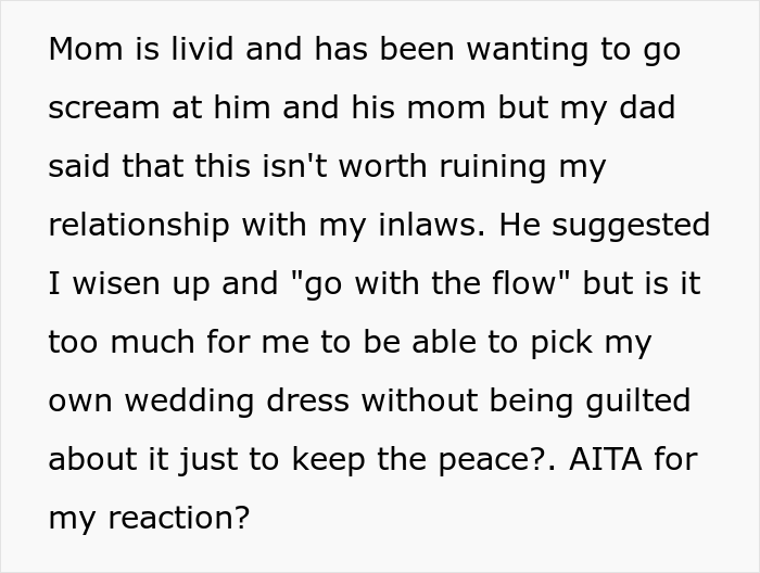 Man Returns His Fiancée’s Wedding Dress To Respect His Mom’s “Vision”, Gets Screamed At Man Returns His Fiancée’s Wedding Dress To Respect His Mom’s “Vision”, Gets Screamed At