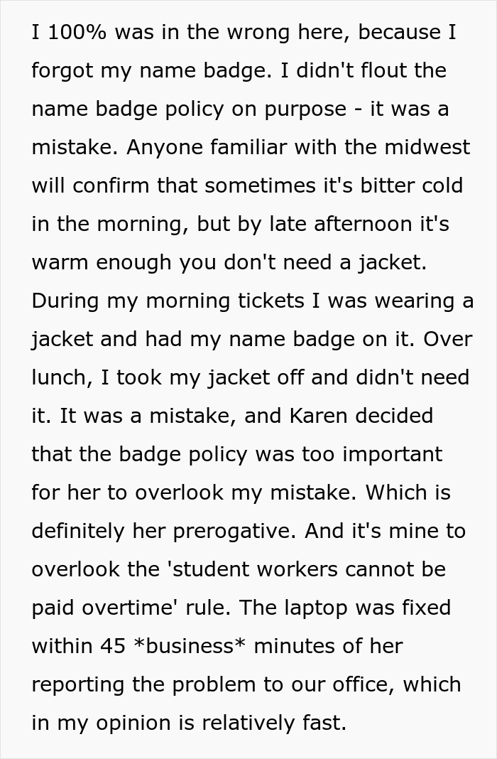 IT Guy Spends His Last Minutes Of Work Going To Get His Name Badge Because Karen Of A Manager Requires It, And Then Goes Home