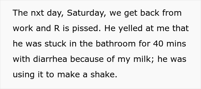 Guy Switches To Regular Milk To Prove His Lactose Intolerant Roommate Is Stealing His Food