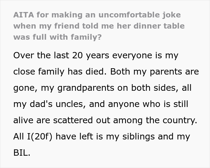 Woman Doesn't Stop Annoying Reminders About Her Own Huge Family To A Friend Whose Many Relatives Passed Away, Gets A Morbid Joke In Return