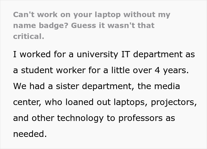 IT Guy Spends His Last Minutes Of Work Going To Get His Name Badge Because Karen Of A Manager Requires It, And Then Goes Home