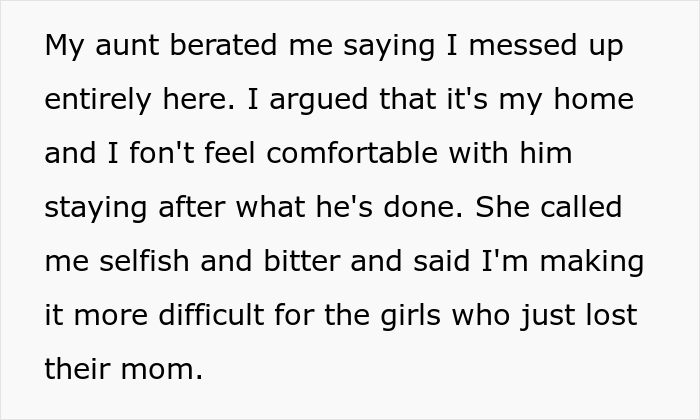 “AITA For Only Taking My Nieces In And Not Their Dad After My Sister Passed Away?” “AITA For Only Taking My Nieces In And Not Their Dad After My Sister Passed Away?”