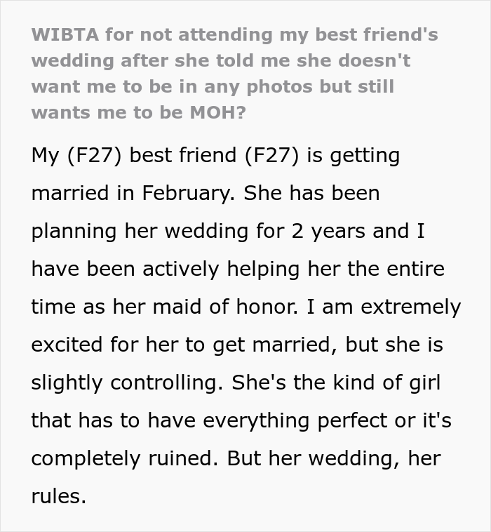 Bride Doesn't Want Her Best Friend In Wedding Photos Because Her "Bump Would Be Too Distracting", She Drops Out