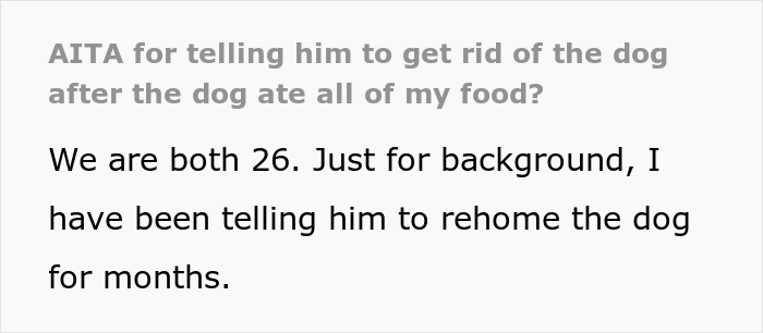 Woman Asks If She Is Being Selfish For Wanting Her Husband&rsquo;s Dog Gone When It Ate Her Food She Got For The First Time In 2 Days