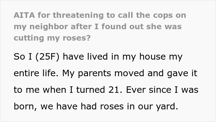 Woman Refuses To Remove Her Rose Garden, So Allergic Neighbor Takes Care Of It Herself And Gets The Cops Called On Her Woman Refuses To Remove Her Rose Garden, So Allergic Neighbor Takes Care Of It Herself And Gets The Cops Called On Her