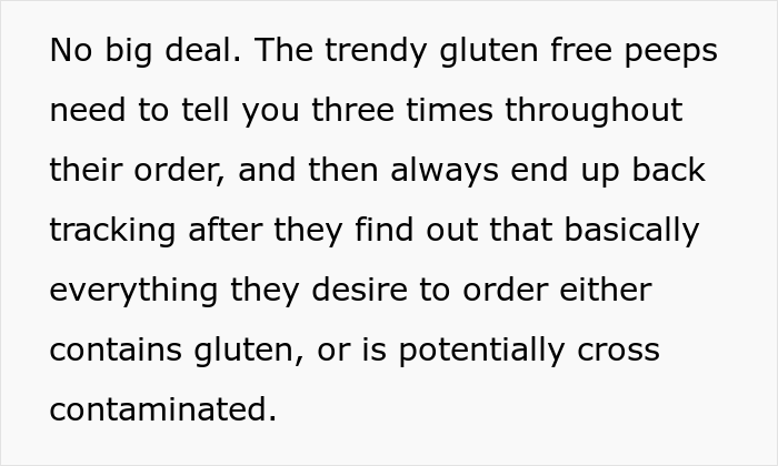 "Sorry, You Said You Were Allergic": Server Gets Applauded Online For Exposing Gluten-Free Trend Chaser