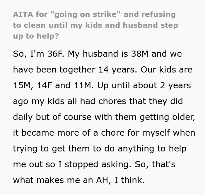 Mother Sets An Ultimatum To Her Family After They Refuse To Help Her Do The Chores, Gets Slammed For This Mother Sets An Ultimatum To Her Family After They Refuse To Help Her Do The Chores, Gets Slammed For This