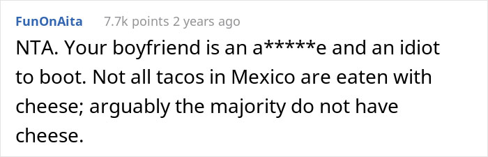 Boyfriend Gets Called 'Raging Douchecanoe' After Secretly Putting Cheese Into His Lactose Intolerant Girlfriend's Tacos