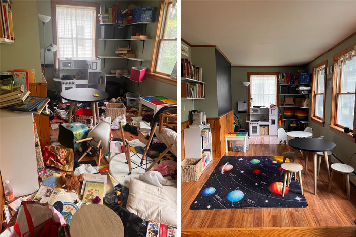 Por fin he limpiado nuestra sala de juegos/escolar que he descuidado todo el verano