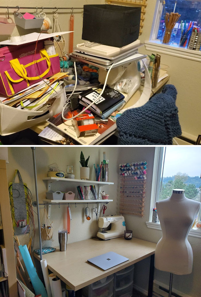 Mi escritorio era un almacén. Ahora tengo un espacio para trabajar y hacer manualidades