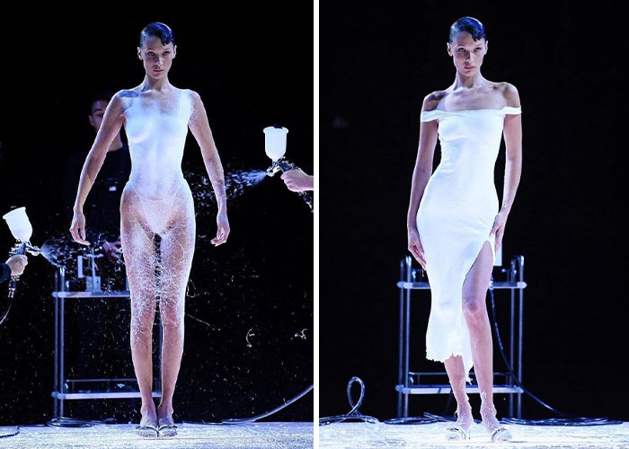 A Closer Look At Bella Hadid’s Spray-Painted Coperni Dress Reveals The Science Behind It