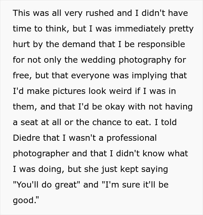 This Woman Is Told She's No Longer A Bridesmaid And Has To Take Pictures Instead, So She Just Leaves The Wedding This Woman Is Told She's No Longer A Bridesmaid And Has To Take Pictures Instead, So She Just Leaves The Wedding