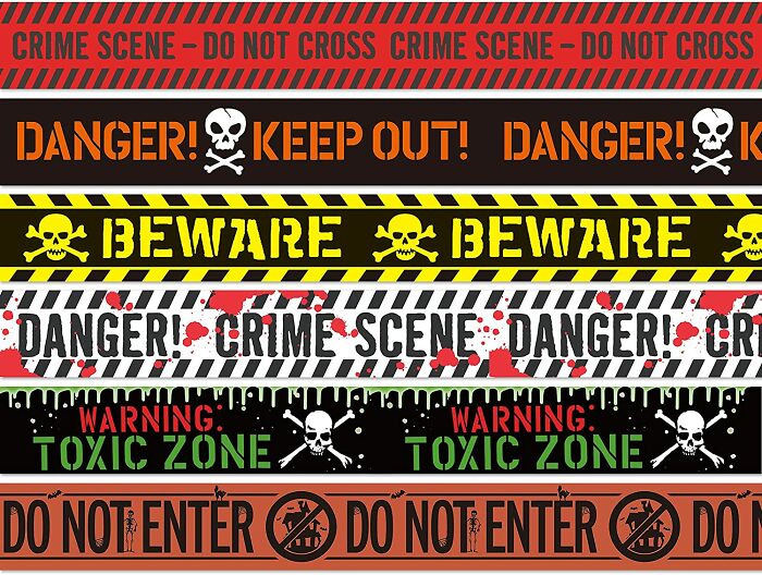 Halloween Caution Fright, Creepy Scary Decor Tapes