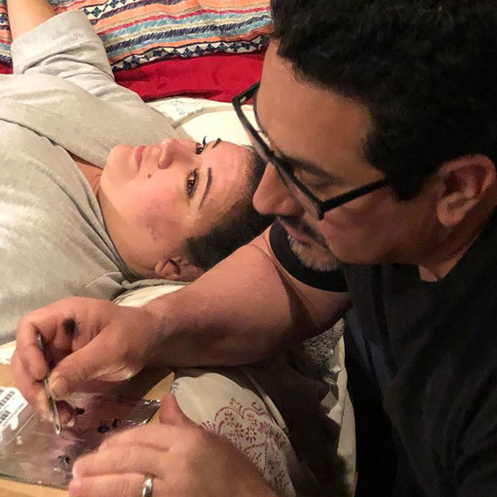 My Mom Bought Individual Eyelash Extensions And The Glue For Them And Now My Dad Has Been Sitting There Gluing Each Eyelash On My Mom