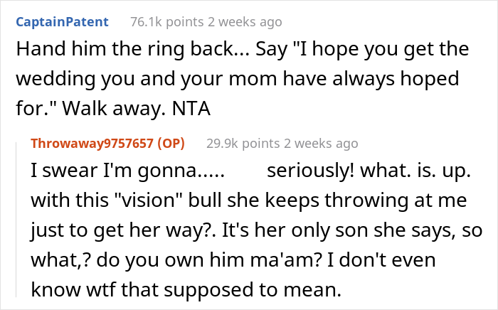 Man Returns His Fiancée’s Wedding Dress To Respect His Mom’s “Vision”, Gets Screamed At Man Returns His Fiancée’s Wedding Dress To Respect His Mom’s “Vision”, Gets Screamed At
