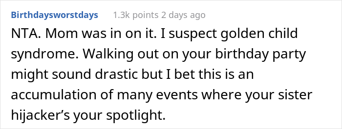 People Support This 16 Y.O. Who Left Her Own Birthday Party After Sister Stole The Spotlight By Announcing Her Engagement