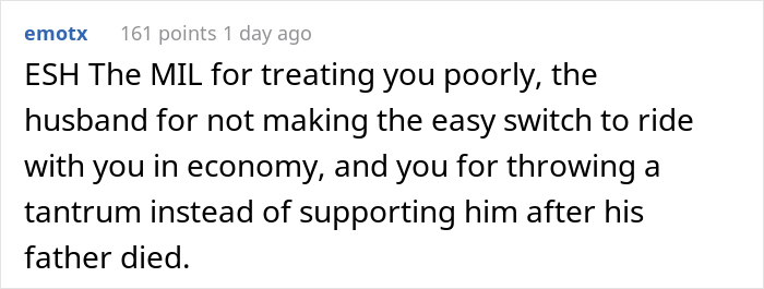 "He Was Crying The Whole Ride To The Airport": Husband Calls Wife Pathetic And Cruel After She Skipped FIL's Funeral Because MIL Bought Her An Economy Ticket "He Was Crying The Whole Ride To The Airport": Husband Calls Wife Pathetic And Cruel After She Skipped FIL's Funeral Because MIL Bought Her An Economy Ticket