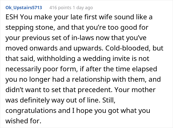 "She Cried And Begged, But I Asked Her Again To Leave": Groom Upset His Mother Invited His Late Wife's Parents To His New Wedding, Kicks Her Out